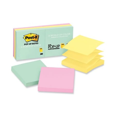 3M Post-it, Original Pop-Up Refill, 3 X 3, Assorted Marseille Colors, 6PK R330AP